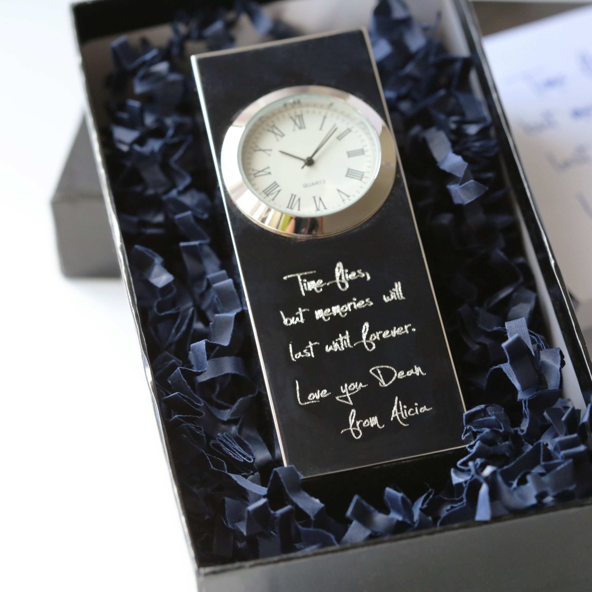 Vintage Standing Clock Handwriting Engraving