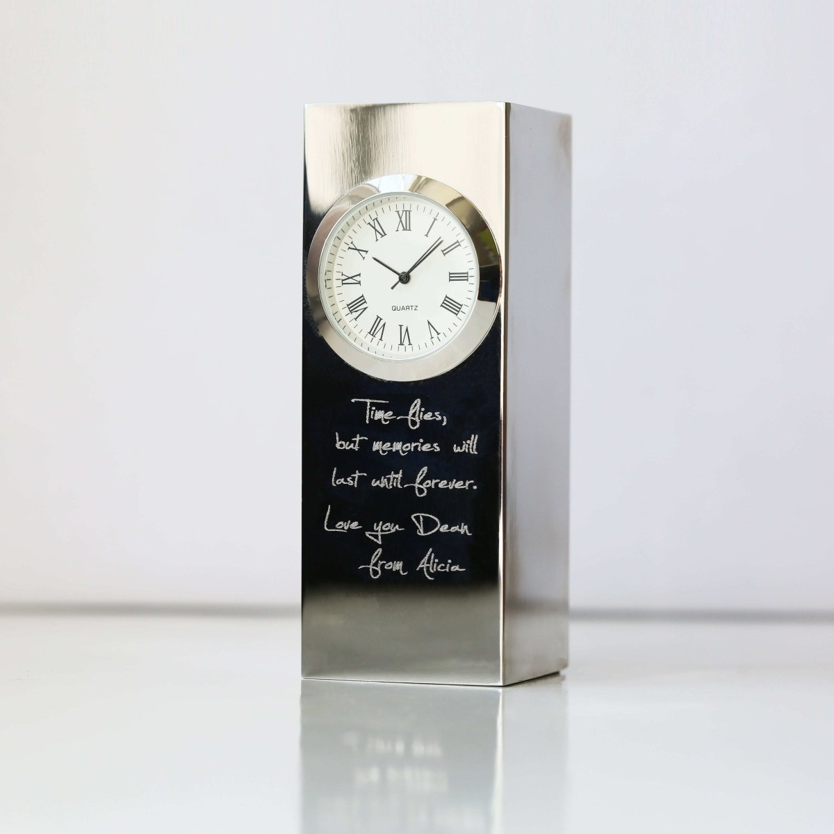 Vintage Standing Clock Handwriting Engraving