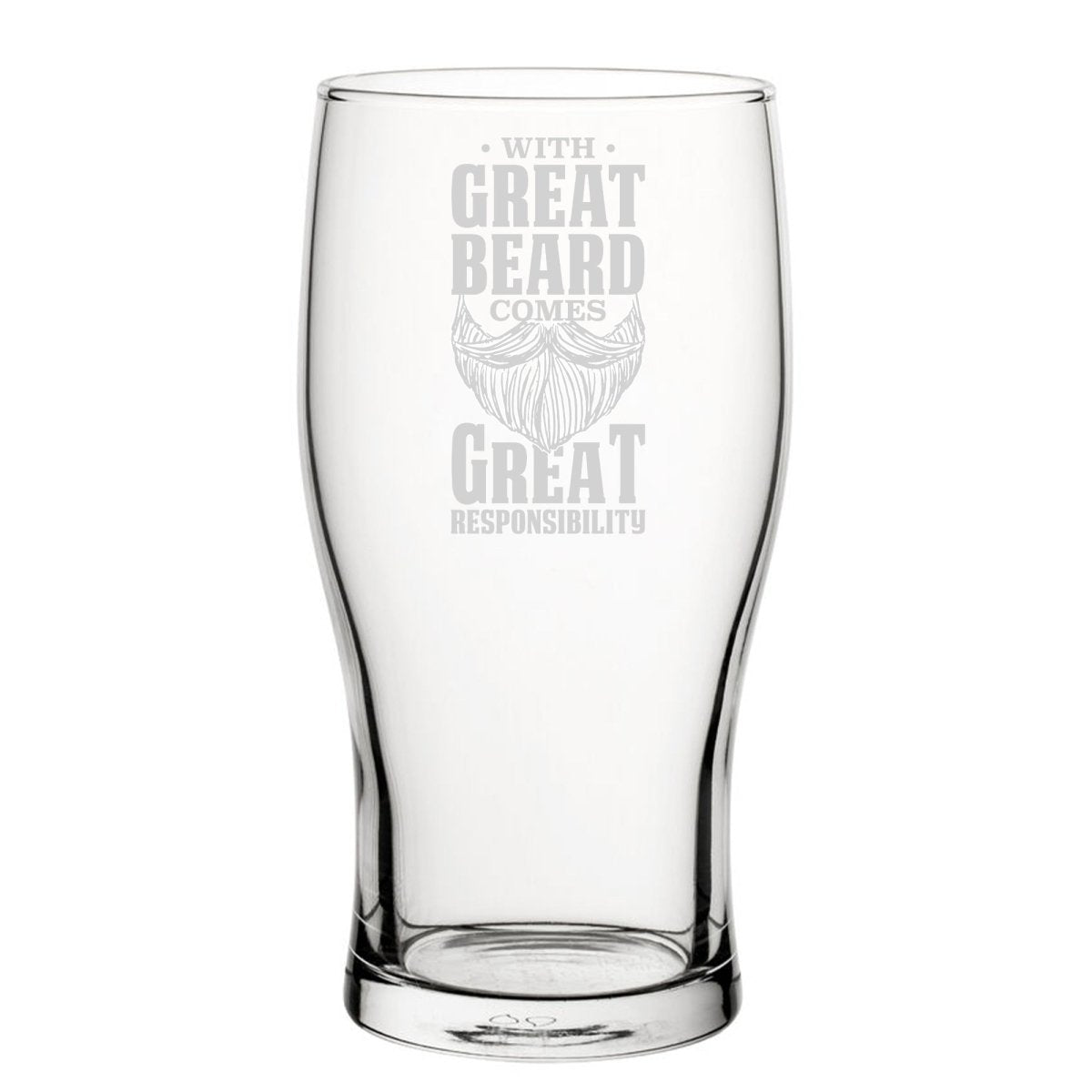 With Great Beard Comes Great Responsibility - Engraved Novelty Tulip Pint Glass