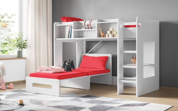 Flair Wizard Junior Mid High Sleeper With Pull Out Futon Hot Pink