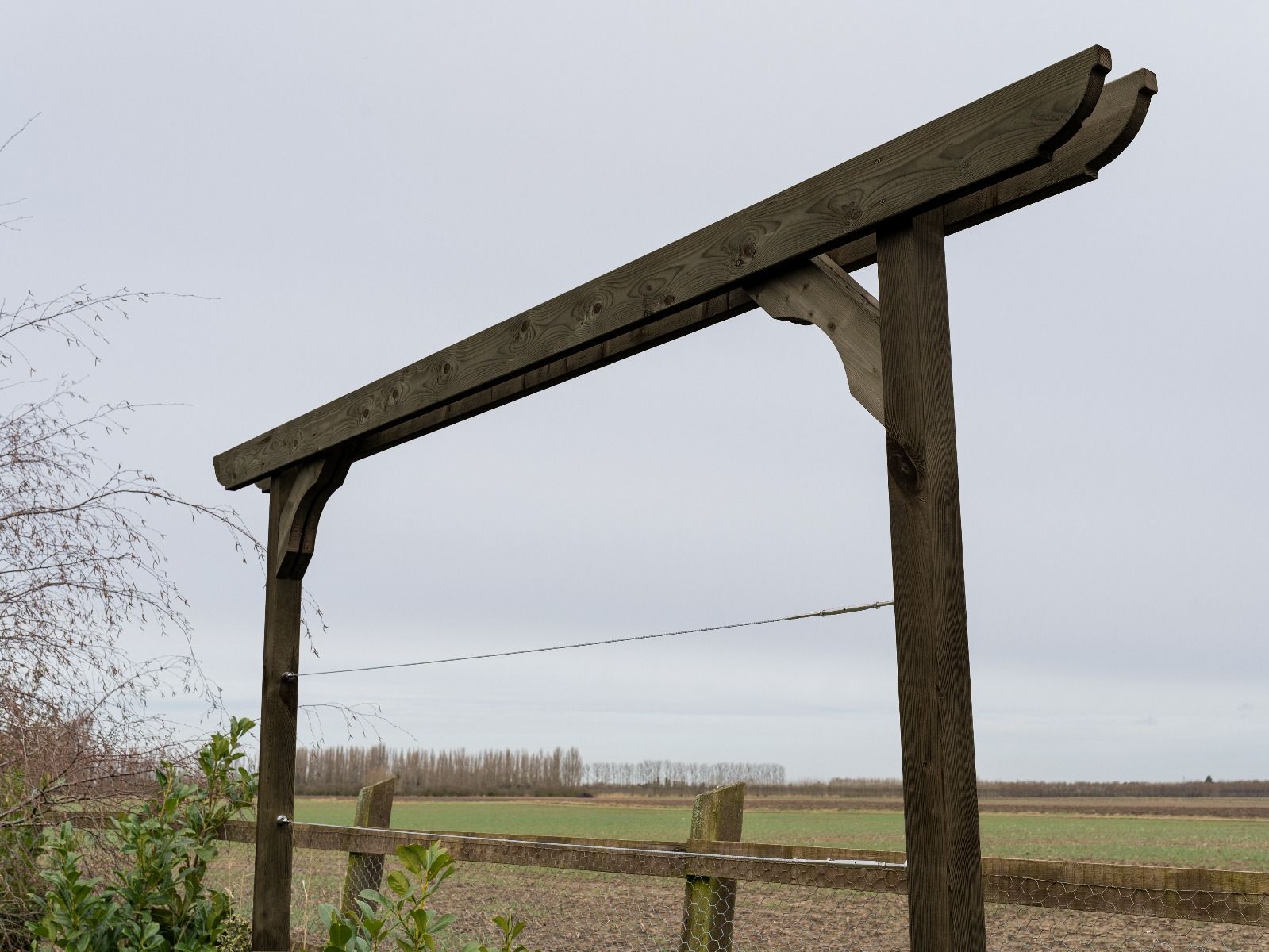 Screen Double Beam Pergola, Plant Climbing Arbour - Corbel Sculpted Brace