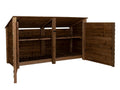 Wooden Log Store (Roof Sloping Back) with Doors and Shelf W-227cm, H-126cm or 180cm, D-88cm - Brown Finish