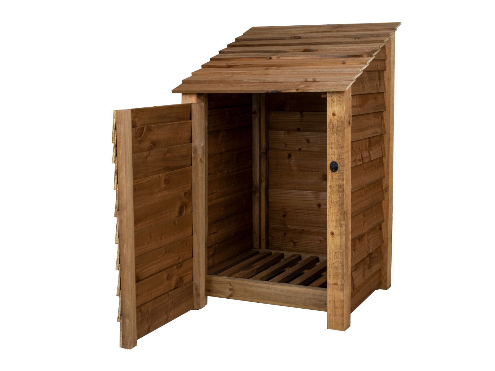 Wooden Log Store with Door W-79cm, H-126cm or 180cm, D-88cm - Brown Finish