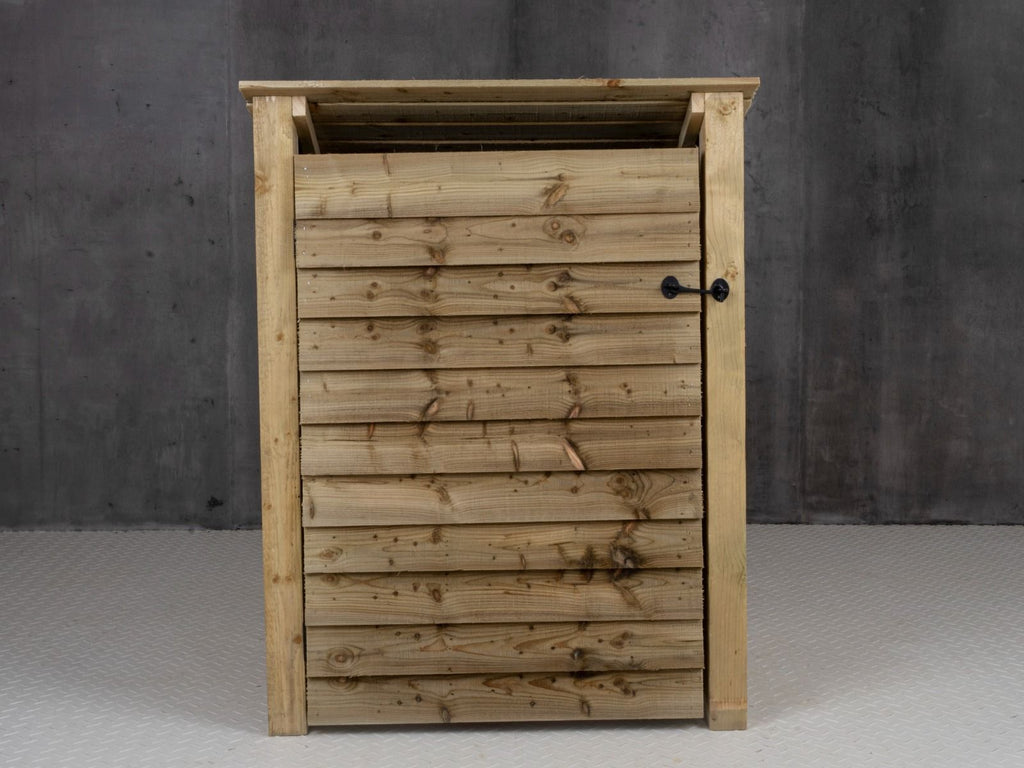 Wooden Log Store with Door and Shelf (Roof Sloping Back) W-99cm, H-126cm Or 180cm, D-88cm