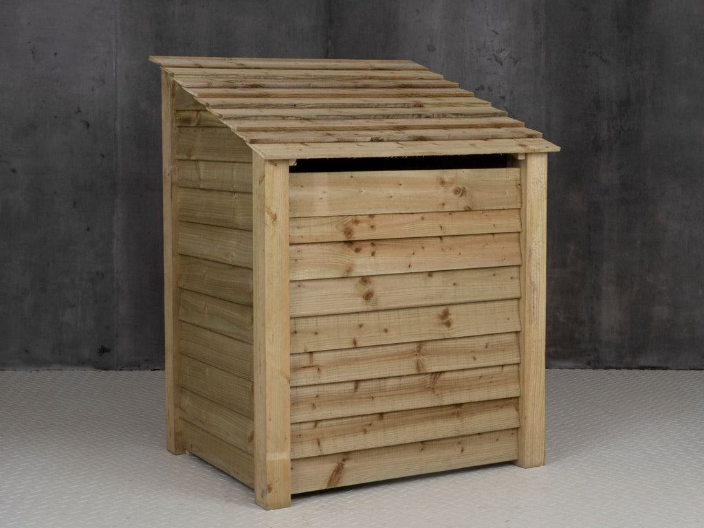 Wooden Log Store with Door (Roof Sloping Back) W-99cm, H-126cm Or 180cm, D-88cm