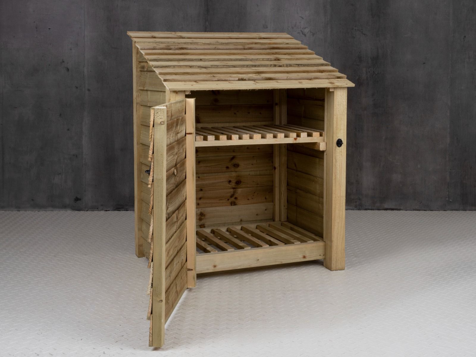 Wooden Log Store with Door and Shelf W-99cm, H-126cm Or 180cm, D-88cm