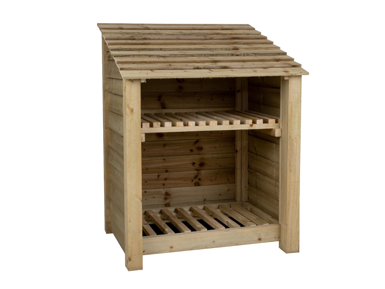 Wooden Log Store with Shelf W-99cm, H-126cm Or 180cm, D-88cm