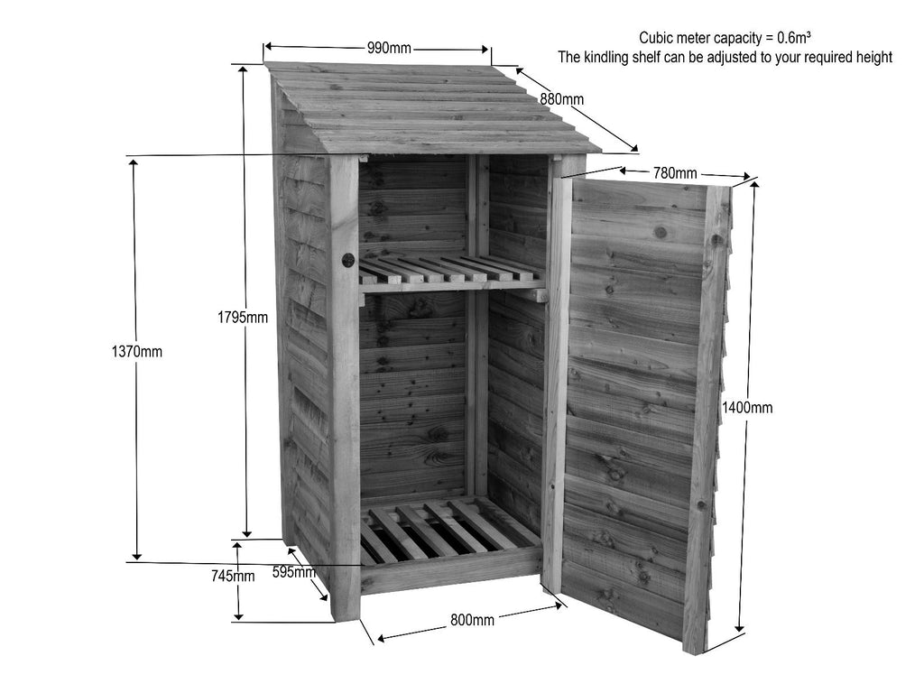 Wooden Garden Tool Storage with Shelf W-99cm, H-126cm or 180cm, D-88cm