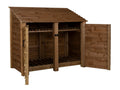 Wooden Log Store with Door and Shelf W-146cm, H-126cm or 180cm, D-88cm - Brown Finish