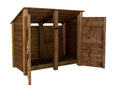 Wooden Log Store (Roof Sloping Back) with Door W-146cm, H-126cm or 180cm, D-88cm - Brown Finish
