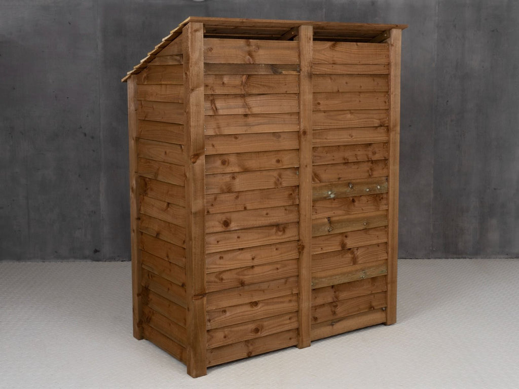 Wooden Garden Tool Storage with Shelf W-146cm, H-126cm or 180cm, D-88cm - Brown Finish