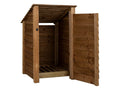 Wooden Log Store with Door (Roof Sloping Back) W-79cm, H-126cm or 180cm, D-88cm - Brown Finish