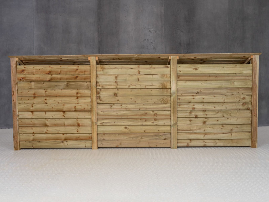 Wooden Log Store with Shelf W-335cm, H-126cm or 180cm, D-88cm
