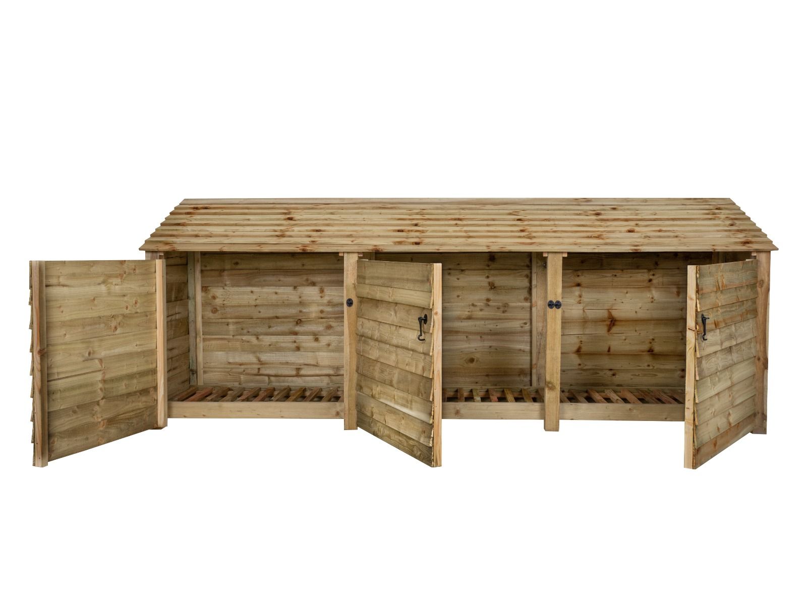 Wooden Log Store with Doors W-335cm, H-126cm or 180cm, D-88cm