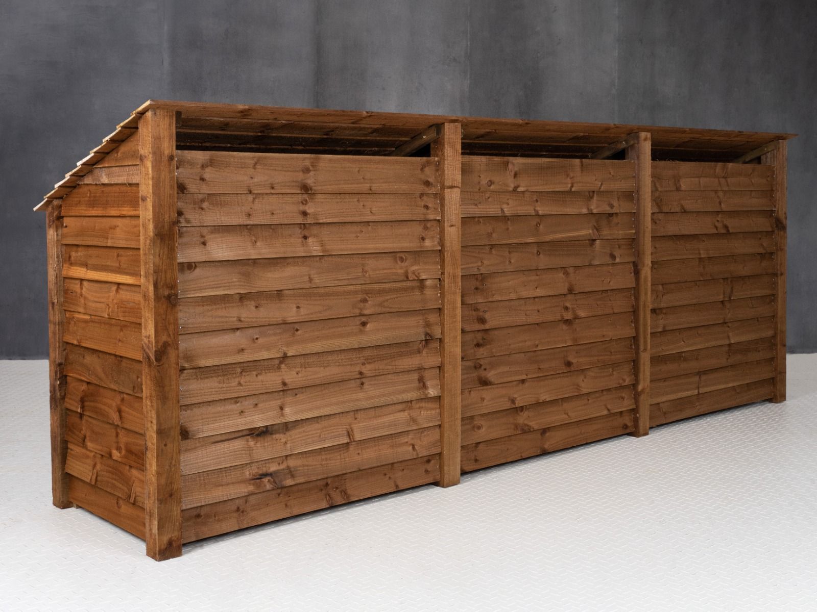 Wooden Garden Tool Storage with Shelf W-335cm, H-126cm or 180cm, D-88cm - Brown Finish