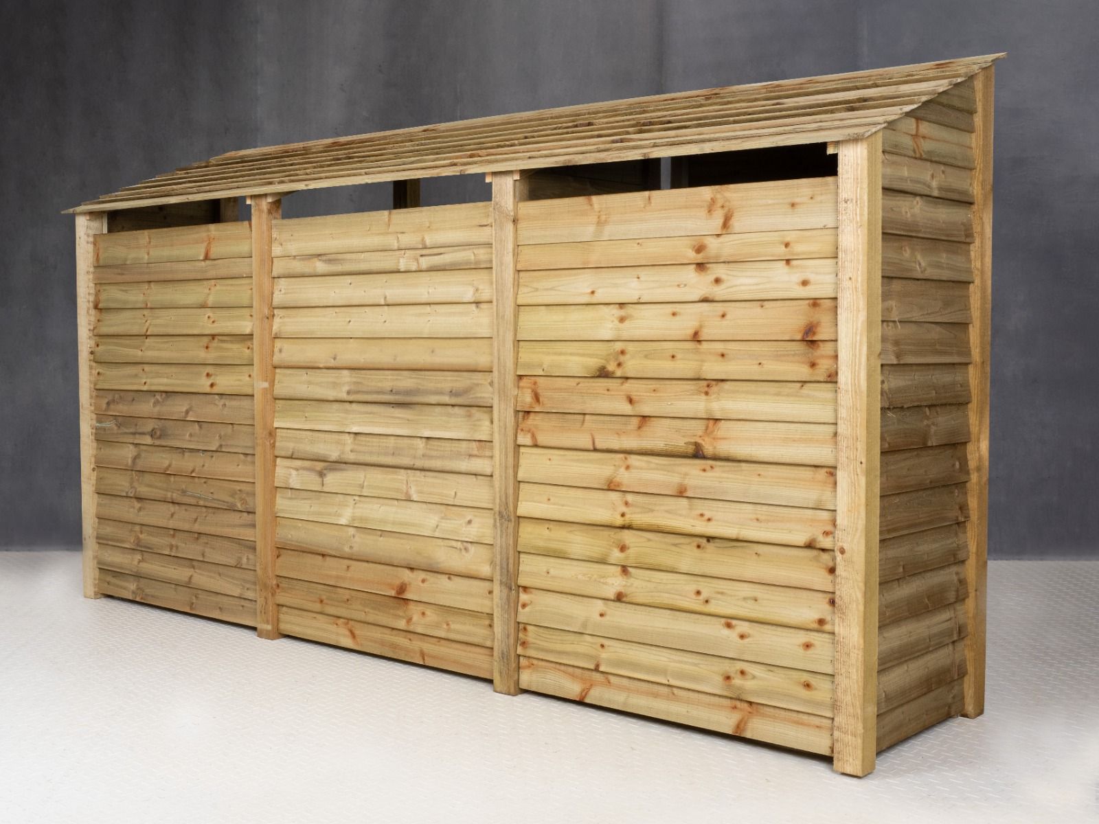 Wooden Log Store (Roof Sloping Back) W-335cm, H-126cm or 180cm, D-88cm
