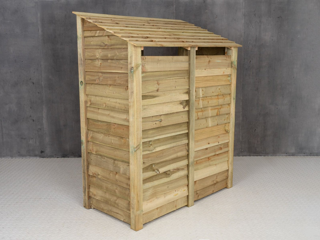 Wooden Garden Tool Storage (Roof Sloping Back) with Shelf W-146cm, H-126cm or 180cm, D-88cm