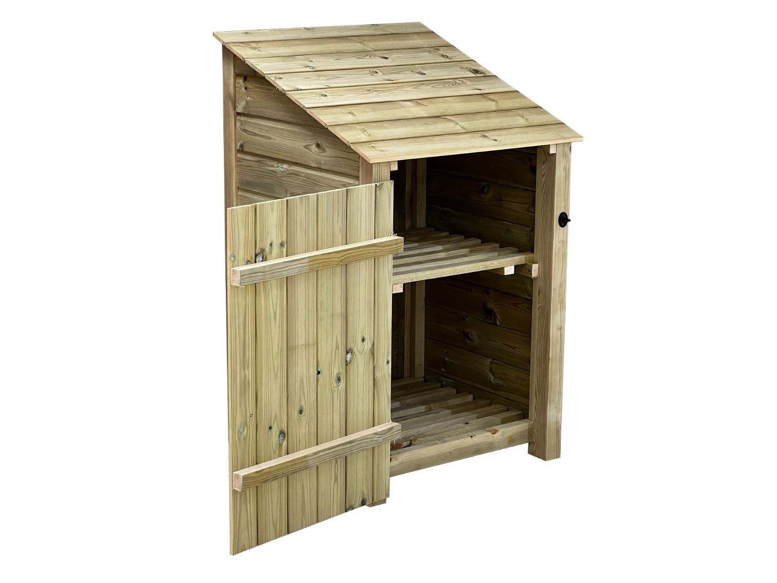 Wooden Premium Tongue/Groove Log Store with Door and Shelf (W-79cm, H-126cm or H-180cm, D-88cm)