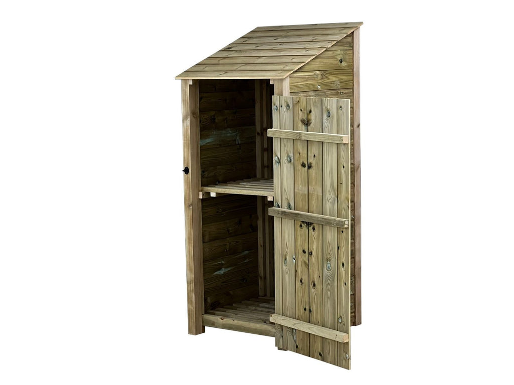 Wooden Premium Tongue/Groove Log Store with Door and Shelf (W-79cm, H-126cm or H-180cm, D-88cm)