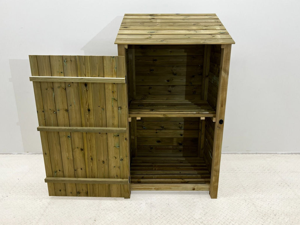 Wooden Premium Tongue/Groove Log Store with Door and Shelf (W-99cm, H-126cm or H-180cm, D-88cm)