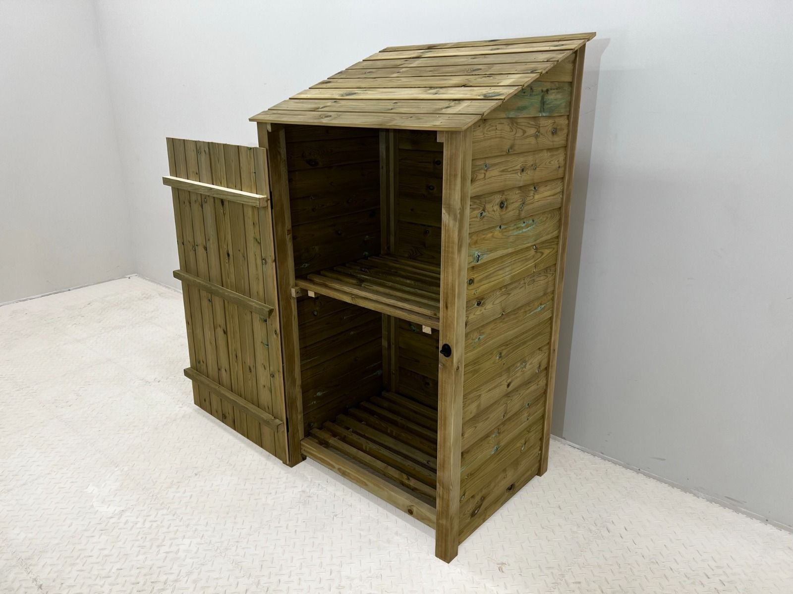 Wooden Premium Tongue/Groove Log Store with Door and Shelf (W-99cm, H-126cm or H-180cm, D-88cm)