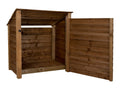 Wooden Garden Tool Storage (Roof Sloping Back) W-119cm, H-126cm or 180cm, D-88cm - Brown Finish