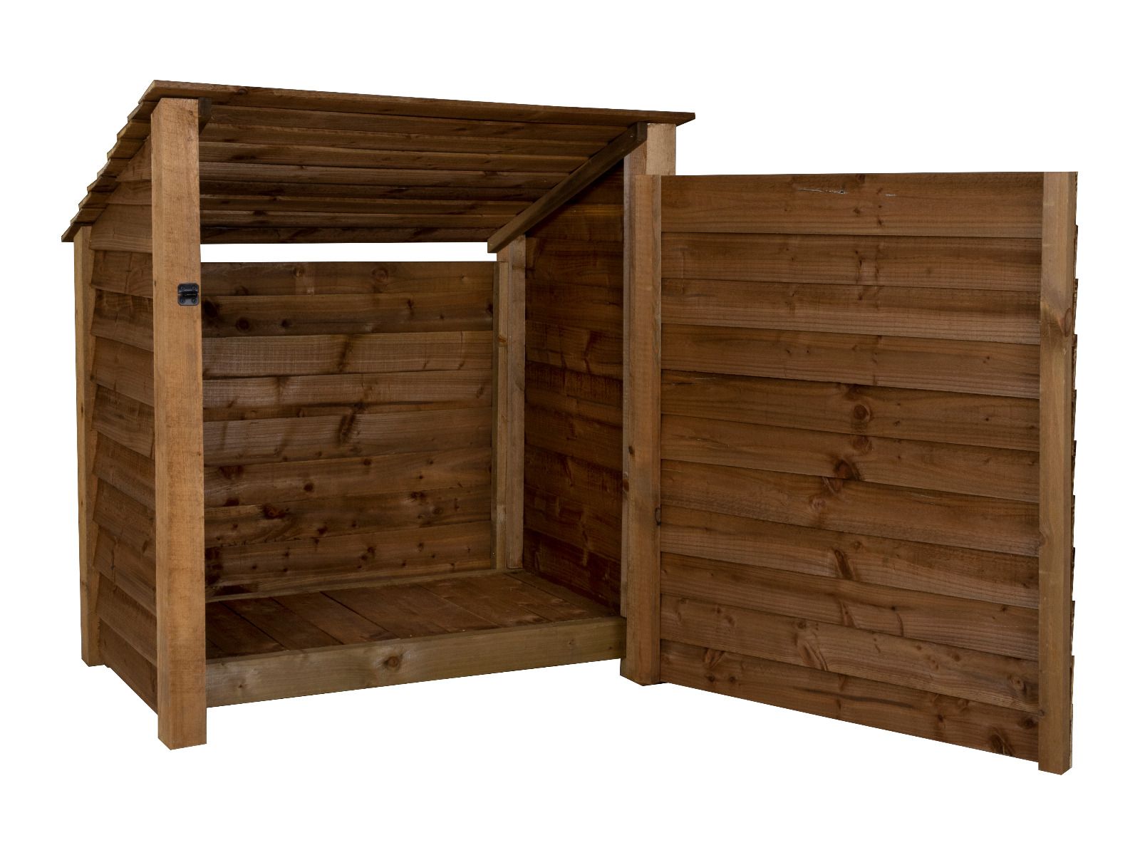 Wooden Garden Tool Storage (Roof Sloping Back) W-119cm, H-126cm or 180cm, D-88cm - Brown Finish