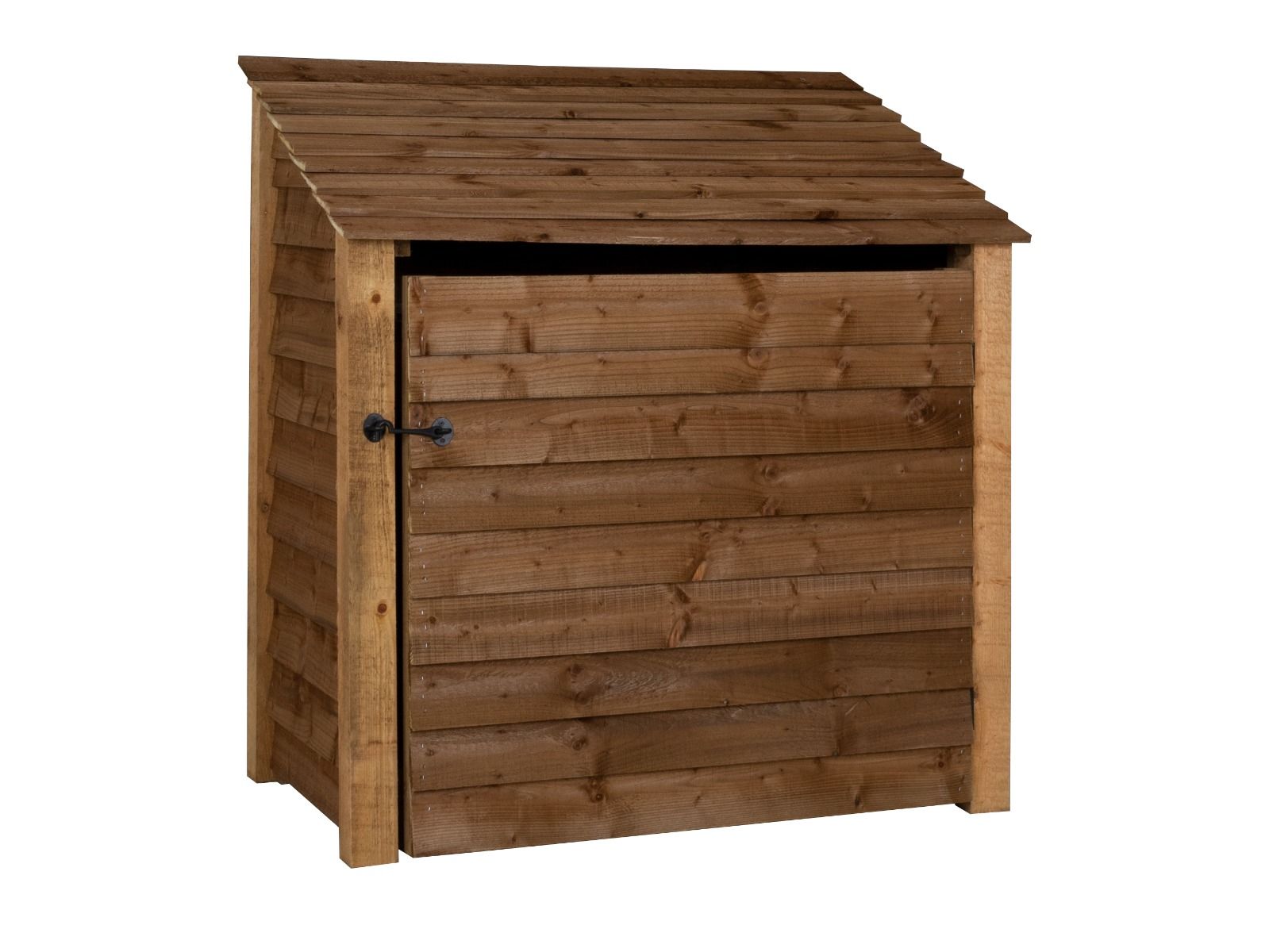 Wooden Log Store with Door W-119cm, H-126cm or 180cm, D-88cm - Brown Finish