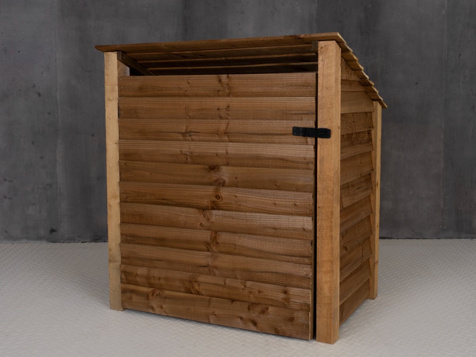 Wooden Garden Tool Storage (Roof Sloping Back) W-99cm, H-126cm or 180cm, D-88cm - Brown Finish