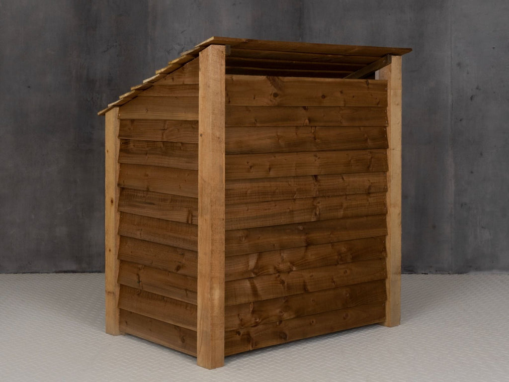 Wooden Log Store with Door W-119cm, H-126cm or 180cm, D-88cm - Brown Finish