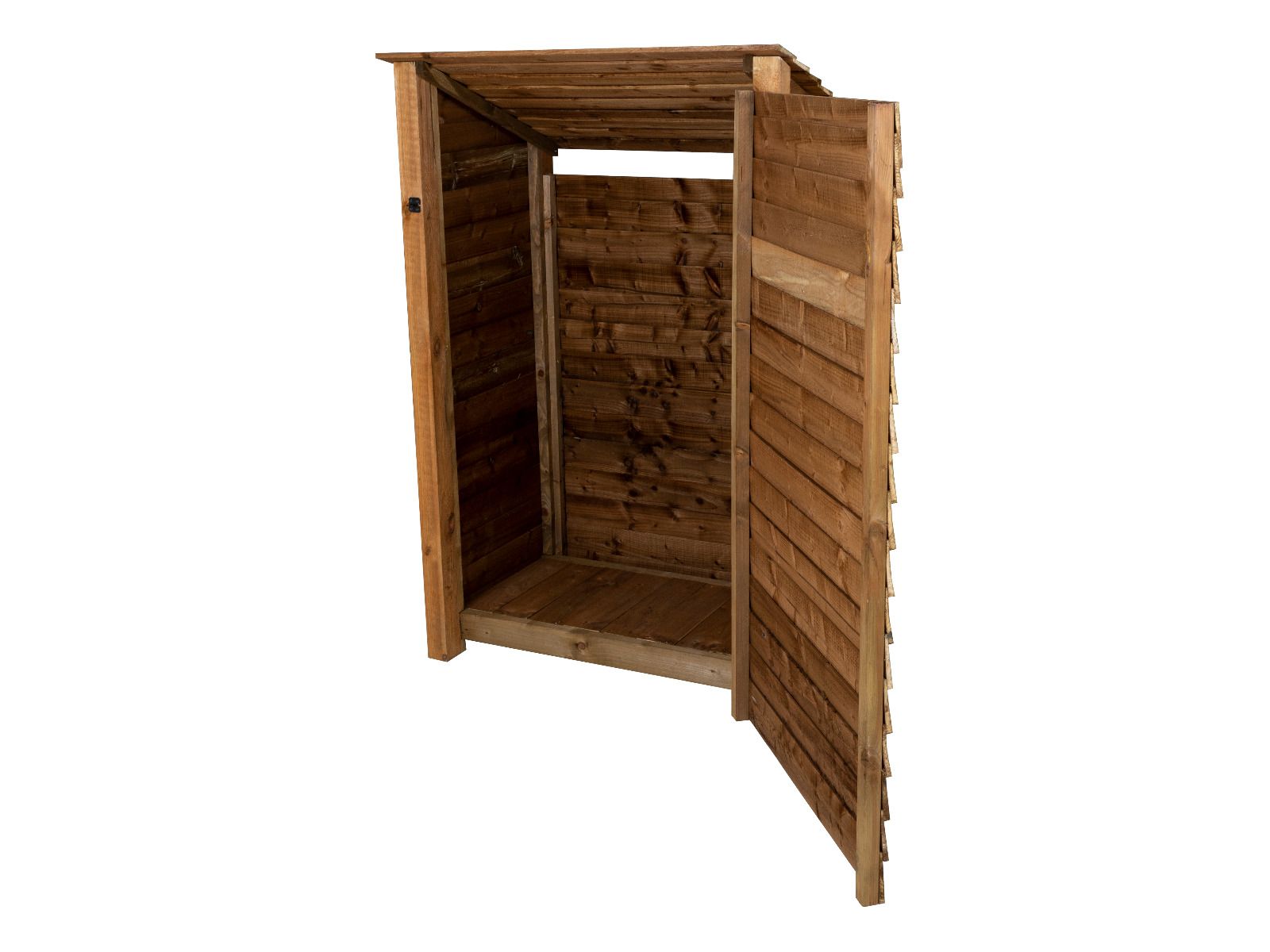 Wooden Garden Tool Storage (Roof Sloping Back) W-99cm, H-126cm or 180cm, D-88cm - Brown Finish