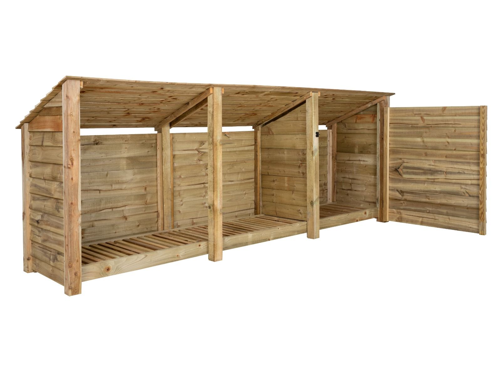 Wooden Garden Tool Storage (Roof Sloping Back) W-335cm, H-126cm or 180cm, D-88cm