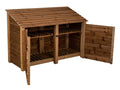 Wooden Log Store with Doors and Shelf W-187cm, H-126cm or 180cm, D-88cm - Brown Finish