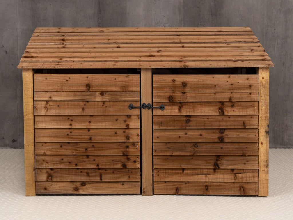 Wooden Log Store with Doors W-187cm, H-126cm or 180cm, D-88cm - Brown Finish