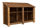 Wooden Log Store with Shelf W-187cm, H-126cm or 180cm, D-88cm - Brown Finish