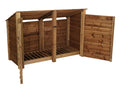 Wooden Log Store (Roof Sloping Back) with Doors W-187cm, H-126cm or 180cm, D-88cm - Brown Finish