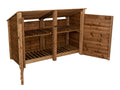 Wooden Log Store (Roof Sloping Back) with Doors and Shelf W-187cm, H-126cm or 180cm, D-88cm - Brown Finish