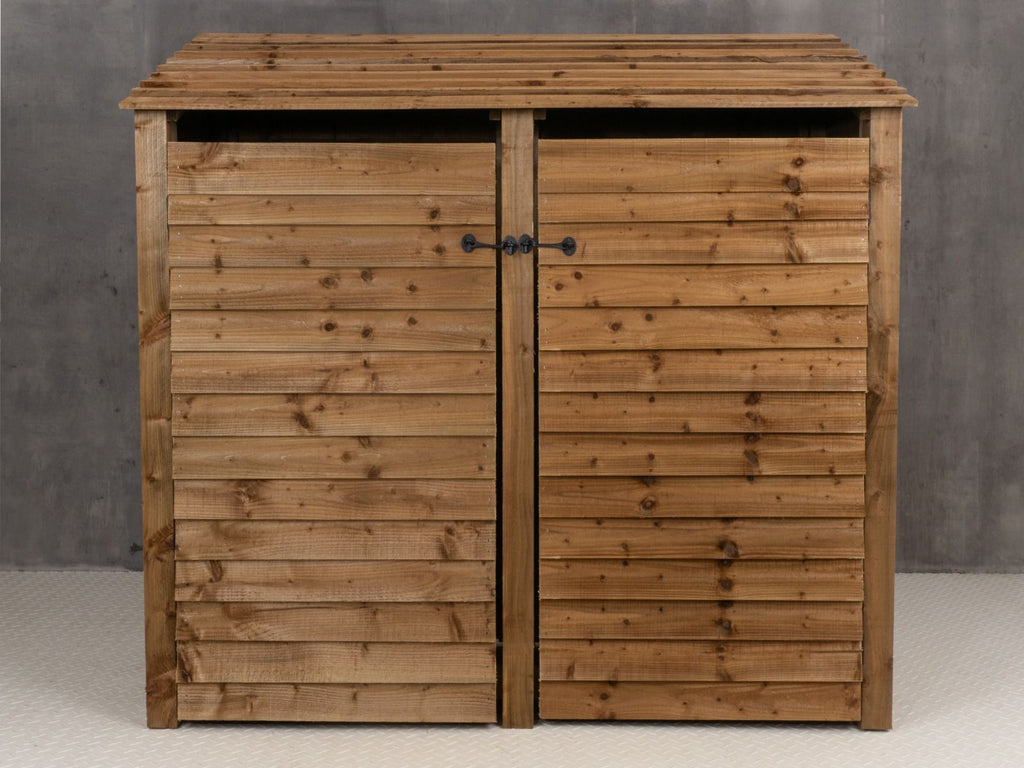 Wooden Log Store with Doors and Shelf W-187cm, H-126cm or 180cm, D-88cm - Brown Finish