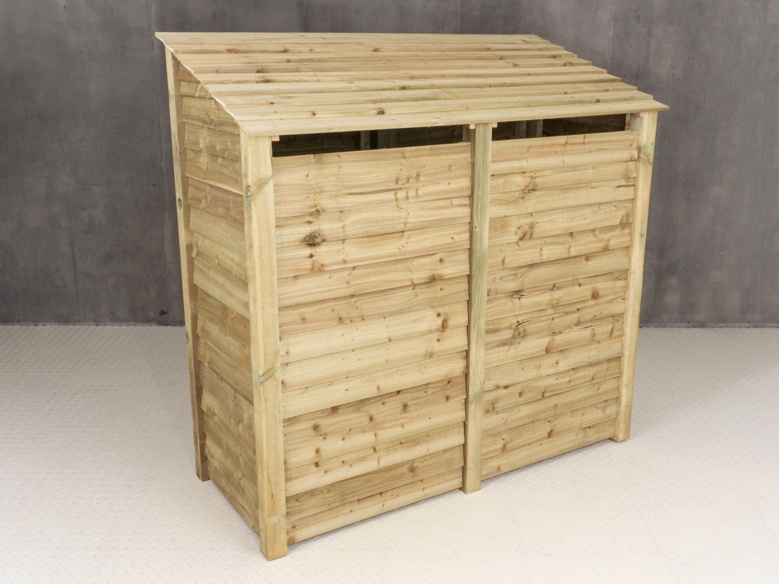 Wooden Log Store (Roof Sloping Back) with Doors and Shelf W-187cm, H-126cm or 180cm, D-88cm