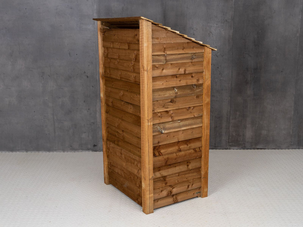 Wooden Log Store with Door and Shelf W-99cm, H-126cm Or 180cm, D-88cm - Brown Finish
