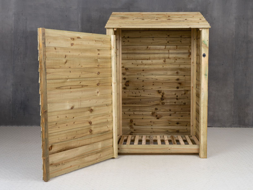 Wooden Log Store with Door W-119cm, H-126cm Or 180cm, D-88cm