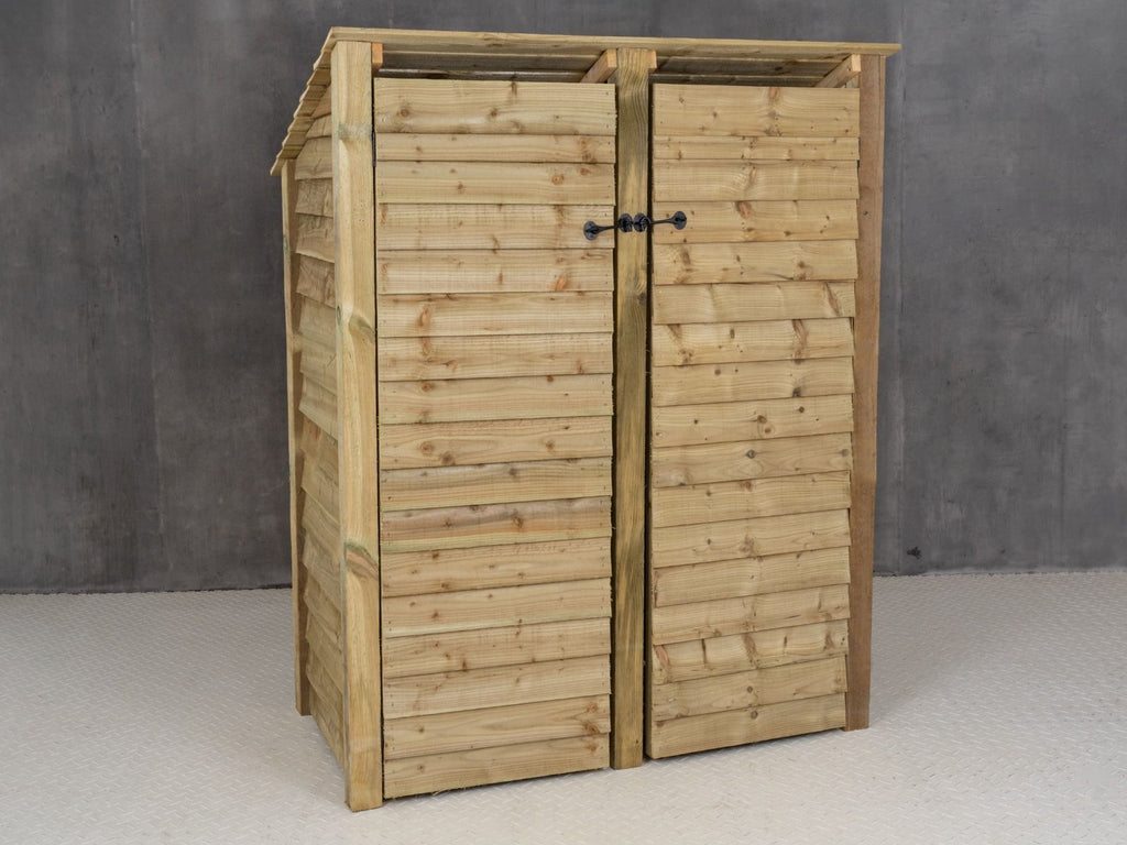 Wooden Log Store (Roof Sloping Back) with Door W-146cm, H-126cm or 180cm, D-88cm