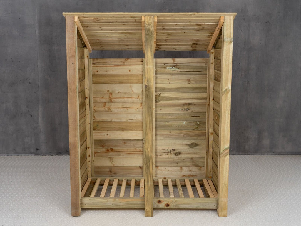 Wooden Log Store (Roof Sloping Back) W-146cm, H-126cm or 180cm, D-88cm