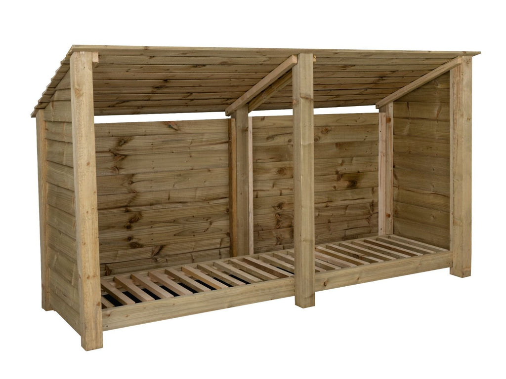 Wooden Log Store (Roof Sloping Back) W-227cm, H-126cm or 180cm, D-88cm