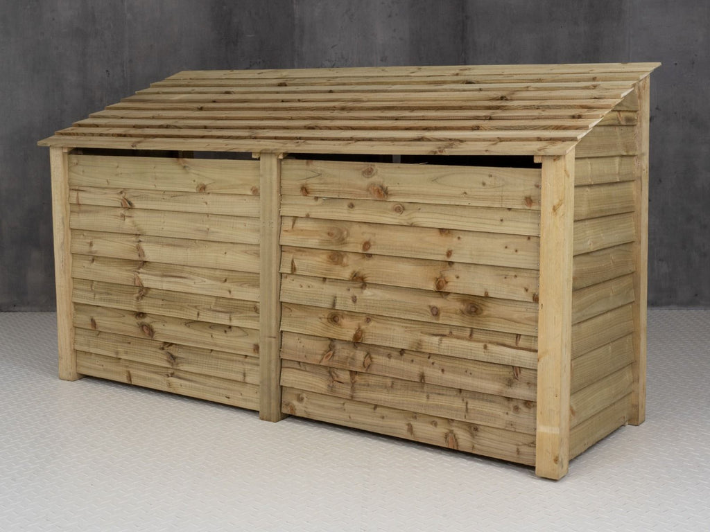 Wooden Log Store (Roof Sloping Back) with Shelf W-227cm, H-126cm or 180cm, D-88cm