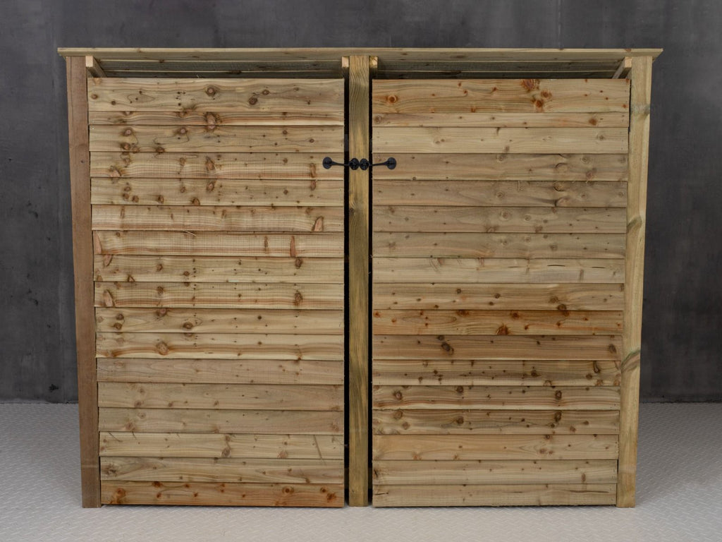 Wooden Log Store (Roof Sloping Back) with Doors W-227cm, H-126cm or 180cm, D-88cm