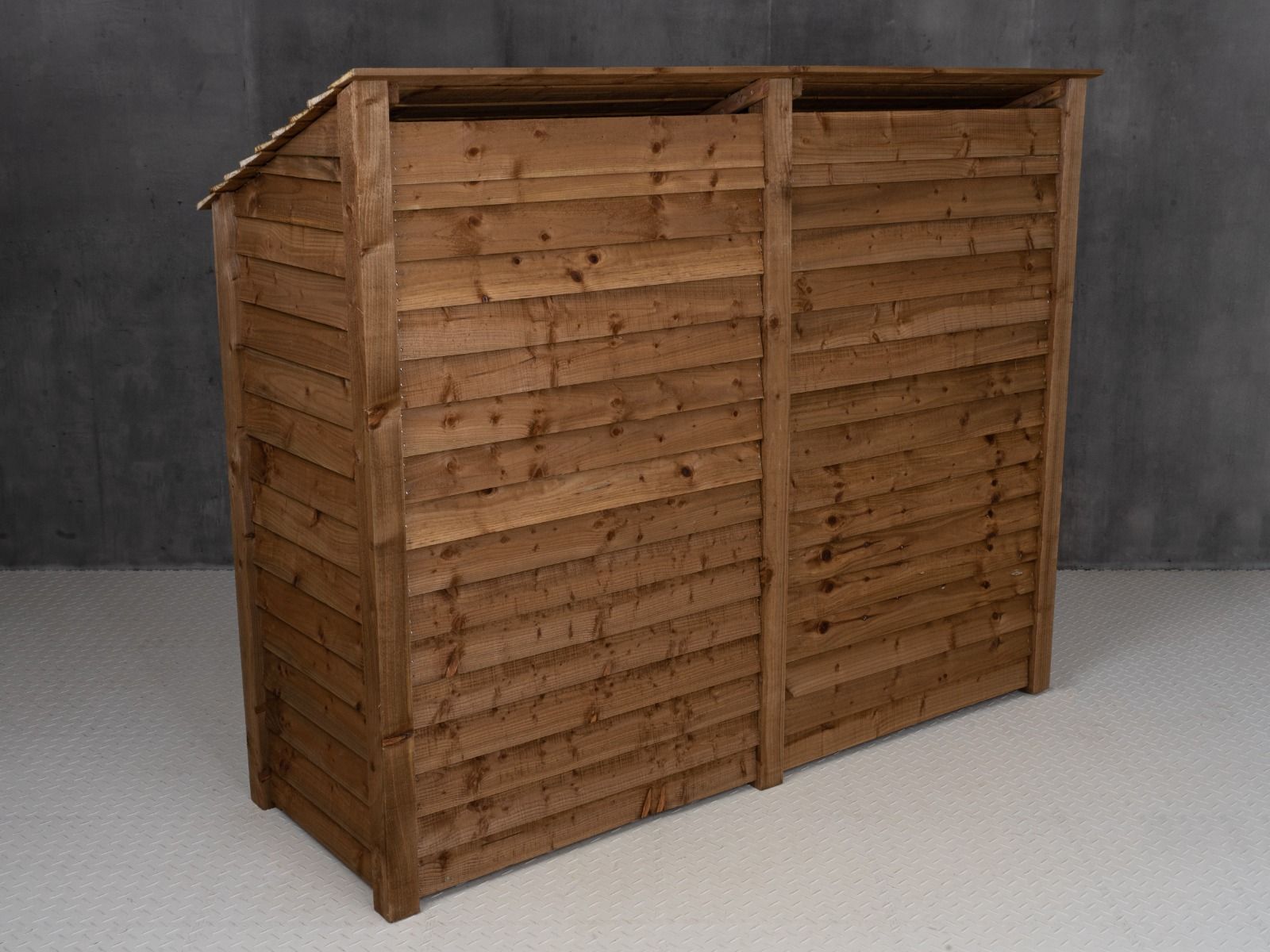 Wooden Log Store W-227cm, H-126cm or 180cm, D-88cm - Brown Finish