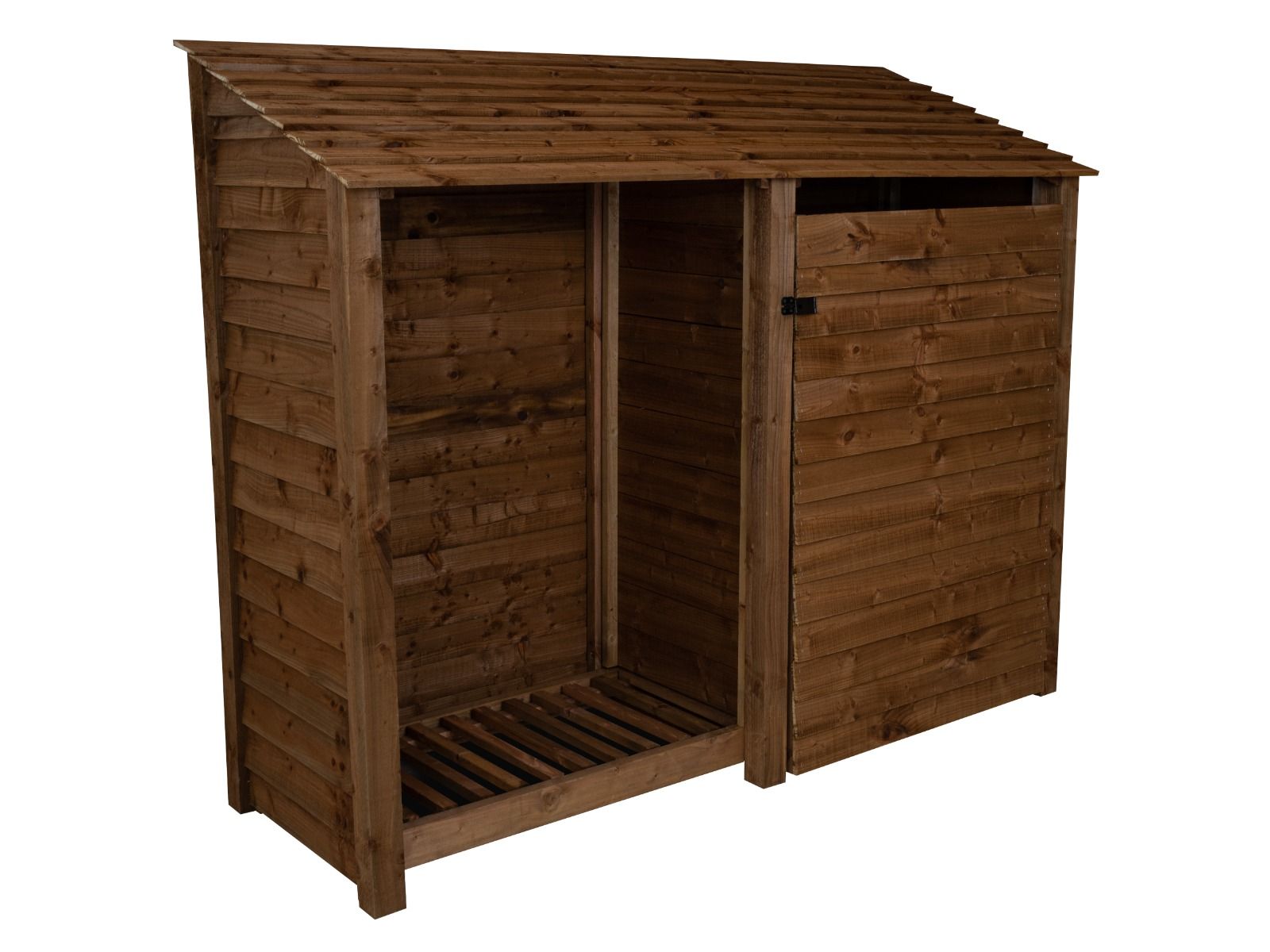 Wooden Garden Tool Storage W-227cm, H-126cm or 180cm, D-88cm - Brown Finish