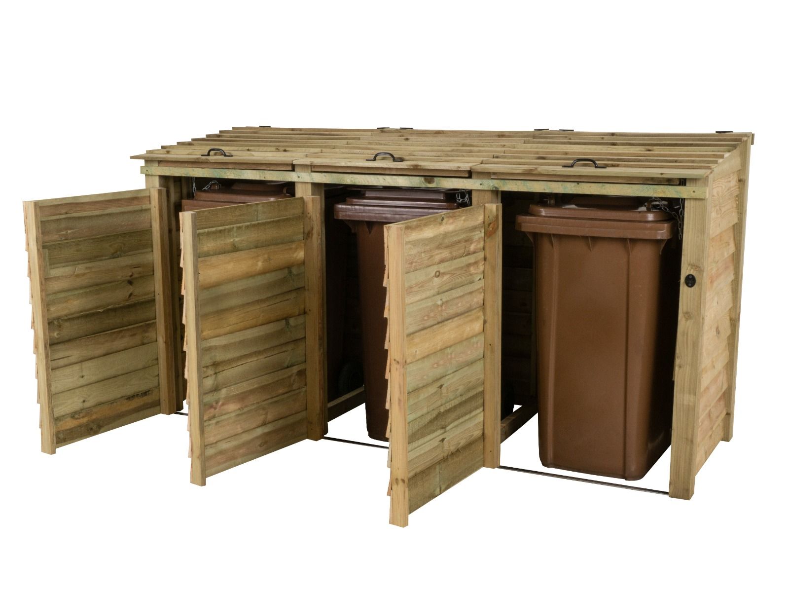 Wooden Wheelie Bin Store, Natural Finish
