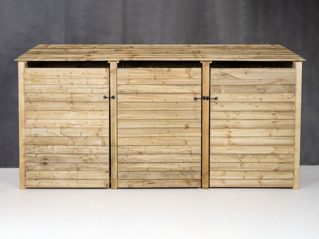 Wooden Log Store with Doors and Shelf W-335cm, H-126cm or 180cm, D-88cm
